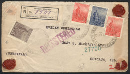 Registered Cover Sent From AÑATUYA (Santiago Del Estero) To USA On 18/MAR/1913, Franked With 24c. (Plowman... - Other & Unclassified