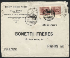 Cover Sent From Buenos Aires To Paris On 9/OC/1915, Franked With Pair Of 24c. San Martin In Oval, Very Nice! - Andere & Zonder Classificatie