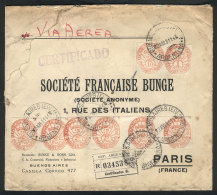 Registered Airmail Cover Sent From Buenos Aires To France On 2/AP/1931, With Spectacular METER POSTAGE Of 16.10P.,... - Andere & Zonder Classificatie