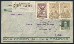 Cover Flown By Zeppelin, Sent From B.Aires To SPAIN On 28/JUN/1934, On Back Barcelona Transit And Madrid Arrival... - Andere & Zonder Classificatie