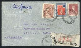 Registered Airmail Cover Sent From Buenos Aires To Germany On 13/NO/1935 Franked With 1.35P. (mixed Postage... - Andere & Zonder Classificatie