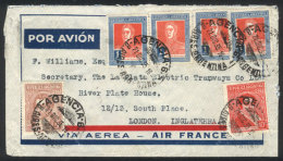 Airmail Cover Sent To England On 21/DE/1935 Franked With 4.15P. Combining Stamps From The Issues San Martín... - Andere & Zonder Classificatie