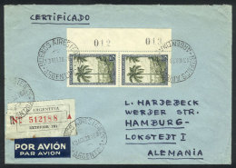 Registered Airmail Cover Sent From Buenos Aires To Germany On 13/AU/1938, Franked With 10P. (pair Of 5P. Waterfall... - Other & Unclassified