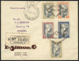 Cover Franked With The Set San Juan Earthquake (GJ.912/5) With FIRST DAY Postmark (17/FE/1944), Sent By Registered... - Andere & Zonder Classificatie