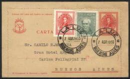 PS Cover Sent To Buenos Aires On 7/AP/1950 With Rare Cancel Of LA LUZ (Buenos Aires), VF! - Andere & Zonder Classificatie