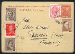 Postal Card Sent From Buenos Aires To France On 27/OC/1955 With MIXED Postage Combining The Issues Próceres... - Andere & Zonder Classificatie