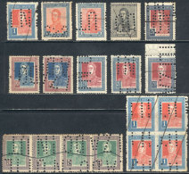 Small Lot Of Old Stamps With Cancellating Perforations, Excellent Quality! - Collections, Lots & Series
