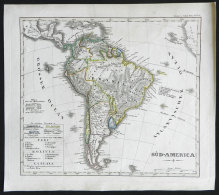 Very Old Map (circa 1830) Of South America, Printed In Germany, Size Approx. 21.5 X 19 Cm, Very Nice! - Andere & Zonder Classificatie