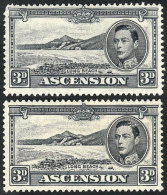 Sc.44Ac, 1940 3p. Black, Perforation 13½, 2 Examples Mint Very Lightly Hinged (barely Visible Mark), VF... - Ascension (Ile De L')