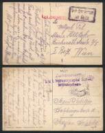 2 Postcards Sent From The War Front In 1916/8, Stampless, And With Military Markings, VF Quality! - Brieven En Documenten