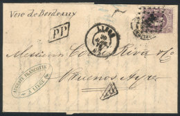 2/APR/1872 LIEGE - Argentina: Entire Letter Franked By Sc.36 (1 Fr. Leopold II) With Two Overlapping Cancels... - Autres & Non Classés