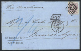 22/JUL/1872 ANVERS - Argentina: Entire Letter Franked With Pair Sc.36 (Leopold II 1Fr. Light Lical), With Numeral... - Sonstige & Ohne Zuordnung