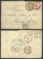 4/JA/1877 LIÉGE - Argentina: Folded Cover Franked With Sc.35 + 37 (Leopold II 25c. Olive + 40c. Rose),... - Sonstige & Ohne Zuordnung