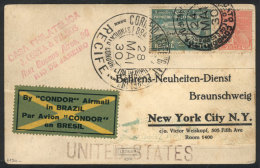 Postcard With Good View Of Rio Sent By Zeppelin To USA On 24/MAY/1930, With Special Mark Of Recife And Lakehurst... - Lettres & Documents