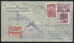 Cover Flown By Zeppelin, Sent To Germany On 5/SE/1933, With Transit Backstamp Of Friedrichshafen In Green, VF... - Briefe U. Dokumente
