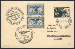 Card Sent By Zeppelin From Curitiba To Germany On 14/MAY/1934, VF! - Lettres & Documents