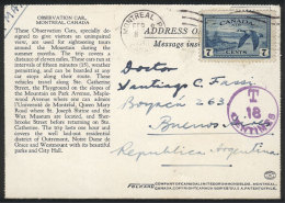 Double Postcard Sent From Montreal To Argentina On 9/FE/1949 Franked With 7c. And Postage DUE Mark, VF Quality! - Other & Unclassified