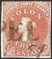 Yvert 4, Thin Paper, With Straightline YLLAPEL Cancel And Date Written In Pen, 4 Margins (1 Just), VF Quality! - Chili