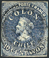 Yvert 6a, 10c. Indigo, 4 Margins, VF Quality! - Chili