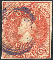Yvert 8, With VIOLET Cancel, 4 Margins, Very Fine Quality! - Chile
