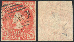 Yvert 8, With Variety: Very Shifted Watermark, Half At Top And Half At Bottom, Wide Margins, VF Quality! - Chile