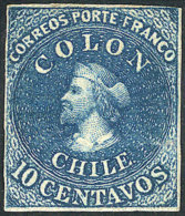 Yvert 9, 1861/7 10c. Blue, Mint, VF Quality! - Chili