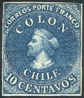 Yvert 9, 1861/7 10c. Blue, Mint, VF Quality! - Chile