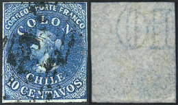 Yvert 9, With Variety "O And R Of CORREOS Touching", Also "1" In The Watermark Wider (position 172), 4 Margins, VF... - Chili