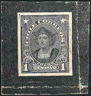 Circa 1915, Die Proof Of The Stamp 1c. Columbus (groundwork Of Horizontal Lines), Very Fine Quality, Extremely... - Chili