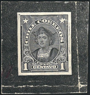 Circa 1915, Die Proof Of The Stamp 1c. Columbus (groundwork Of Horizontal Lines), Very Fine Quality, Extremely... - Chile