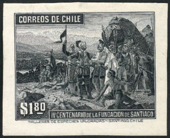 Sc.214, 1941 Santiago 400 Years  $1.80, Die Proof In Gray-black, Excellent Quality, Extremely Rare! - Chili