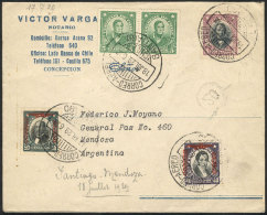 18/JUL/1929 First Airmail Santiago - Mendoza, By Mermoz, With Special Violet Cachet Of The Flight On Reverse And... - Chili