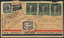 5/JUN/1930 Santiago - London: Cover With Violet Cachet Of The First 100% Airmail Service Between South America And... - Chili