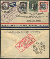 5/JUN/1930 Santiago - France: Cover With Violet Cachet Of The First 100% Airmail Service Between South America And... - Chili