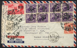 Airmail Cover Sent From Cairo To Buenos Aires (Argentina) With Very Nice Postage And Censorship, VF Quality! - Andere & Zonder Classificatie