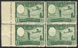 Sc.C56, 1930 1P. Sevilla Expo With VARIETY: Figure Of Lindbergh Omitted, MNH Block Of 4, Fine To VF Quality! - Ongebruikt