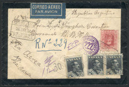 Registered Airmail Cover Sent From PIEDRAHITA To Argentina On 26/SE/1930 Franked With 3.05Ptas., Handsome And... - Sonstige & Ohne Zuordnung