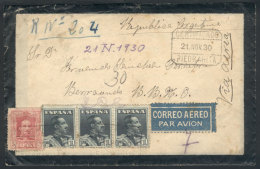 Registered Airmail Cover Sent From PIEDRAHITA To Argentina On 21/NO/1930 Franked With 3.05Ptas., Including The... - Andere & Zonder Classificatie