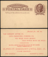 1c. Postal Card With Interesting Advertisement Printed On Reverse, VF Quality! - Andere & Zonder Classificatie