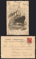 PC With Spectacular View Of Ship "Deutschland" Of HAPAG, Artist Signed Willy Stöwer, Sent From The Ship To... - Andere & Zonder Classificatie