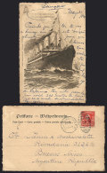 PC With Spectacular View Of Ship "Deutschland" Of HAPAG, Artist Signed Willy Stöwer, Sent From The Ship To... - Sonstige & Ohne Zuordnung