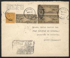 14/MAY/1929  Miami - Canal Zone - Chile First Flight, Cover Flown To Quito (Ecuador), With Transit Backstamps Of... - Andere & Zonder Classificatie