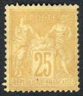 Yv.92, 1877/80 25c. Bistre On Yellow Paper, Mint With Gum, VF, Yvert Catalog Value Euros 500. - Sonstige & Ohne Zuordnung