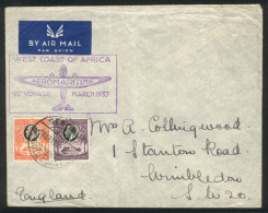 5/MAR/1937 Cover Sent From SEKONDI To Wimbledon (England), With Special Violet Handstamp: "West Coast Of Africa -... - Côte D'Or (...-1957)