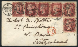 26/FE/1867 Taunton - Basel (Switzerland): Cover Franked By SG.43 (Sc.33) X6 (4 With Plate Number 79, And 2 With... - Other & Unclassified