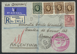 Registered Airmail Cover Sent From Richmond To Buenos Aires On 30/JUN/1937 By Germany DLH, Minor Defect, Excellent... - Autres & Non Classés