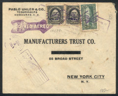 Airmail Cover Sent From Tegucigalpa To New York On 4/DE/1934, Nice Postage With Violet Control Mark, Interesting! - Honduras