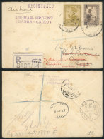 Registered Airmail Cover Sent From Basrah To Cairo (Egypt) On 6/JA/1927 And Forwarded To Englad, With Some Stain... - Iraq