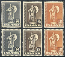 Sc.229/231 + 229a/231a, 1939/45 And 1947 Statue Of Thorfinn Karlsefni, Complete Sets Of 3 Values With Perforation... - Andere & Zonder Classificatie