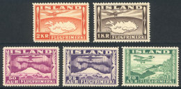 Sc.C16/C20, 1934 Airplane, Landscapes And Map, The 5 High Values Of The Set Of 6, Unmounted, Excellent Quality,... - Poste Aérienne